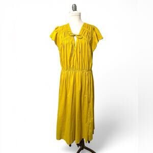 NWT Lane Bryant mustard Yellow Ruffled Smocked Midi Sundress plus size 18